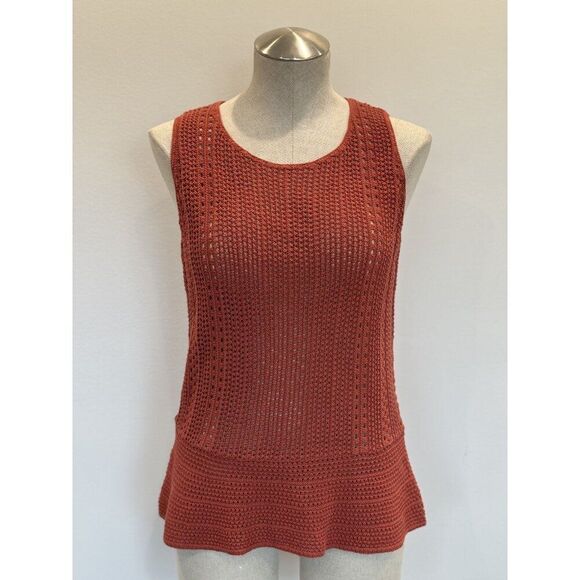 LOFT Tops - Loft NWT Sleeveless Crochet Sweater in Rust Size S